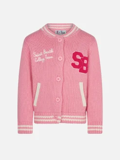 Rosa College-Strickjacke für Mädchen