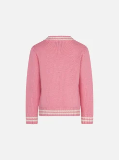 Rosa College-Strickjacke für Mädchen