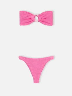 Rosa Crinkle-Bandeau-Bikini für Damen Yulia Naomi