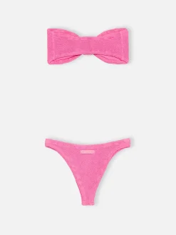 Rosa Crinkle-Bandeau-Bikini für Damen Yulia Naomi