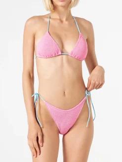 Rosa Crinkle-Triangel-Bikini für Damen | MELISSA SATTA SONDEREDITION