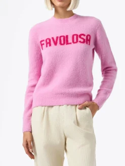 Rosa Damenpullover „New Queen“ mit Favolosa-Aufdruck
