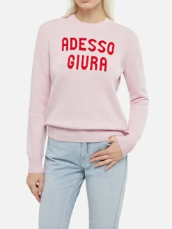 Rosa Damenpullover „New Queen“ mit Adesso Giura-Aufdruck