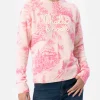 Rosa Damenpullover New Queen mit Toile de Jouy-Druck und Chalet e Rosè-Stickerei