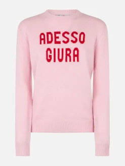 Rosa Damenpullover „New Queen“ mit Adesso Giura-Aufdruck