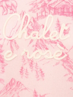 Rosa Damenpullover New Queen mit Toile de Jouy-Druck und Chalet e Rosè-Stickerei