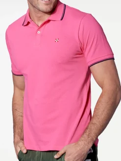 Rosa Fluo-Piquet-Poloshirt mit St. Barth-Karologo