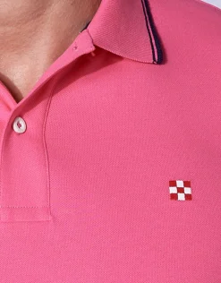Rosa Fluo-Piquet-Poloshirt mit St. Barth-Karologo