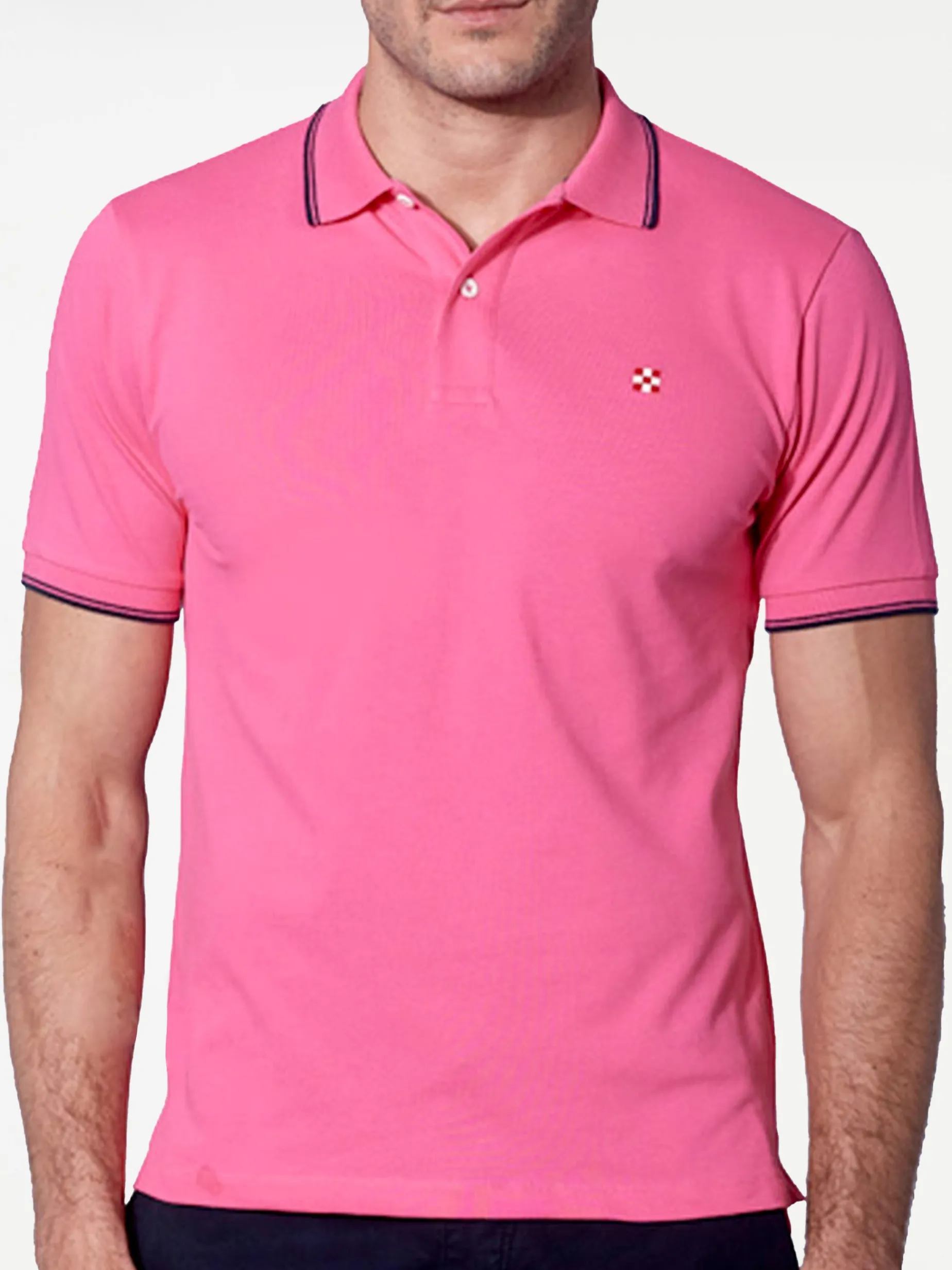 Rosa Fluo-Piquet-Poloshirt mit St. Barth-Karologo