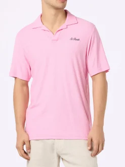 Rosa Frottee-Poloshirt für Herren Jeremy