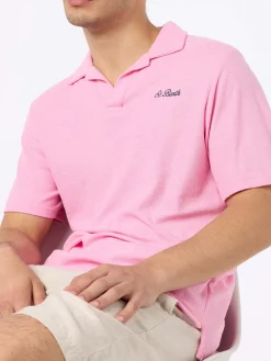 Rosa Frottee-Poloshirt für Herren Jeremy
