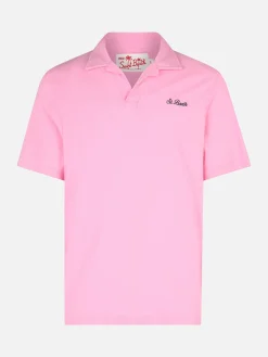 Rosa Frottee-Poloshirt für Herren Jeremy