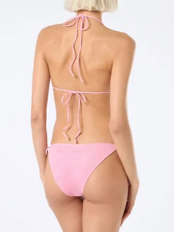 Rosa Frottee-Triangel-Bikini für Damen Leah Virgo