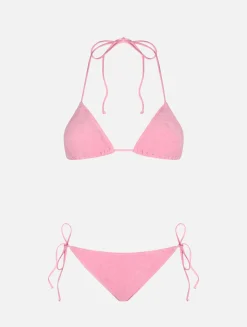 Rosa Frottee-Triangel-Bikini für Damen Leah Virgo
