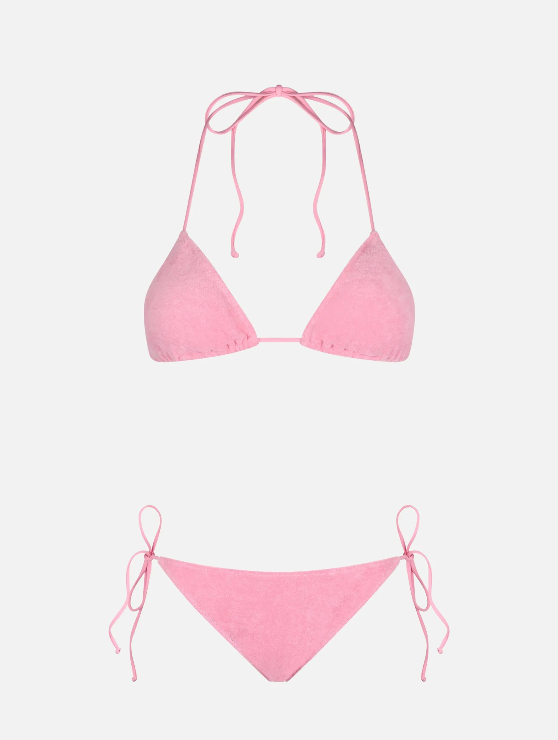 Rosa Frottee-Triangel-Bikini für Damen Leah Virgo