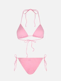 Rosa Frottee-Triangel-Bikini für Damen Leah Virgo