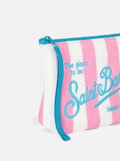 Rosa gestreifte Frottee-Pochette Aline