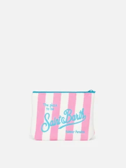 Rosa gestreifte Frottee-Pochette Aline