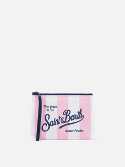 Rosa gestreifte Scuba-Pochette Aline