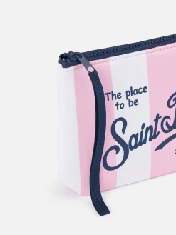 Rosa gestreifte Scuba-Pochette Aline