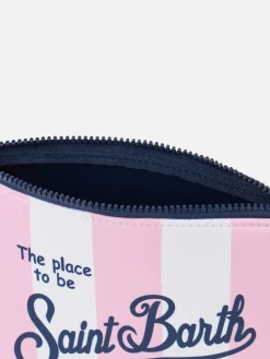 Rosa gestreifte Scuba-Pochette Aline