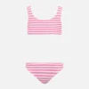 Rosa gestreifter klassischer Crinkle-Bikini für Mädchen von Baker