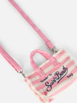 Rosa gestreifter Schlüsselhalter aus Baumwollcanvas