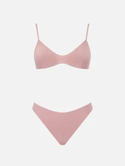 Rosa Lurex-Bralette-Bikini