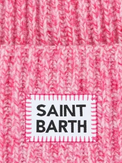 Rosa Mouliné-Mütze für Mädchen mit Saint-Barth-Stickerei