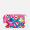 Rosa Parisienne-Häkelclutch mit Saint-Barth-Stickerei