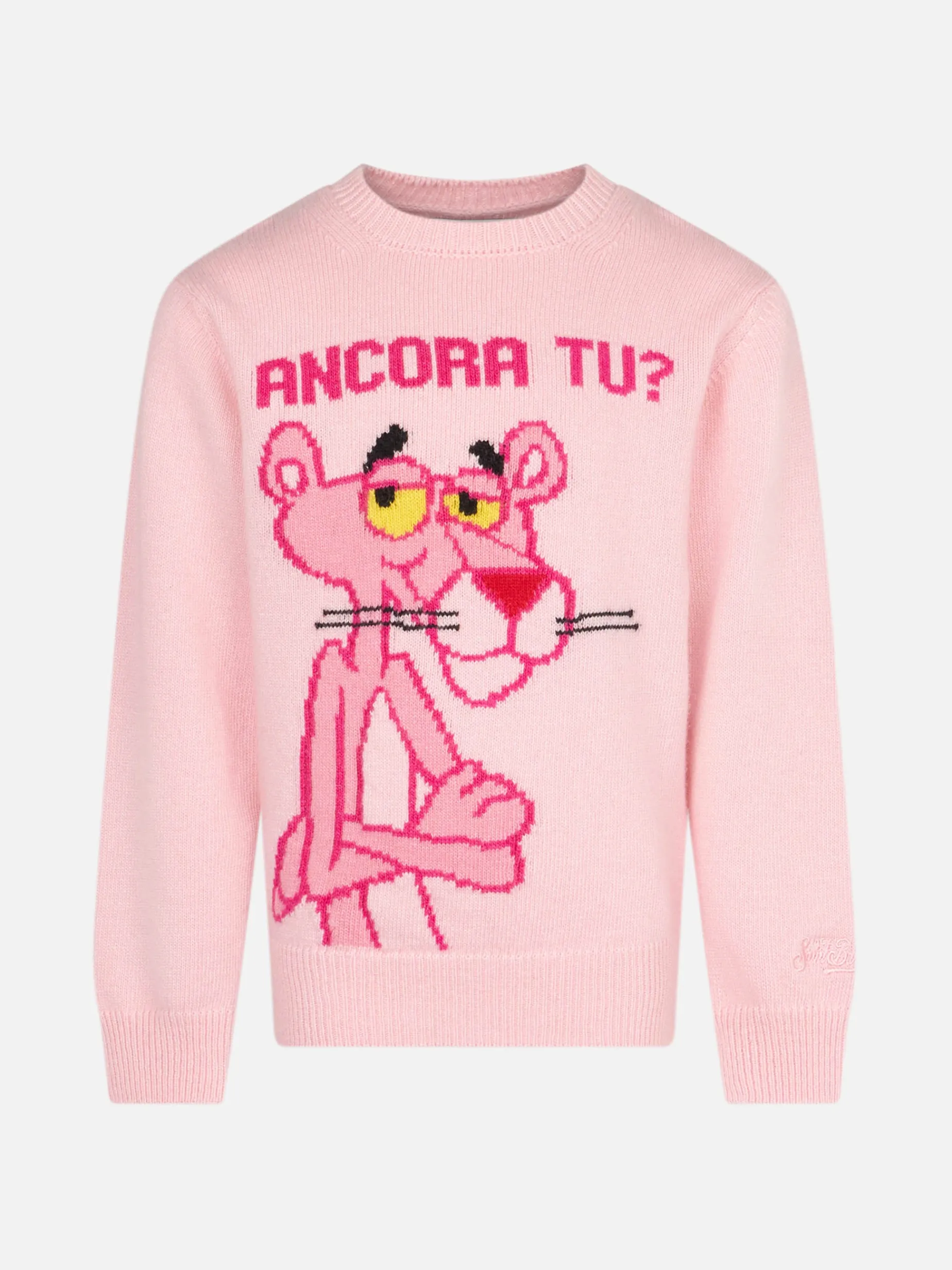 Rosa Pullover für Mädchen mit Rundhalsausschnitt und Pink Panther Ancora Tu? Drucken | DIE PINK PANTHER SONDEREDITION