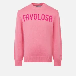 Rosa Pullover für Mädchen mit Rundhalsausschnitt und Favolosa-Strassstein-Print