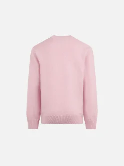 Rosa Pullover für Mädchen mit Rundhalsausschnitt und „Mother & Sons“-Stickerei