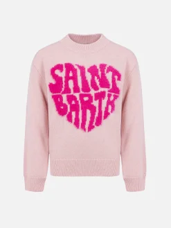 Rosa Rundhalspullover Danya für Mädchen mit Saint Barth-Logo-Print