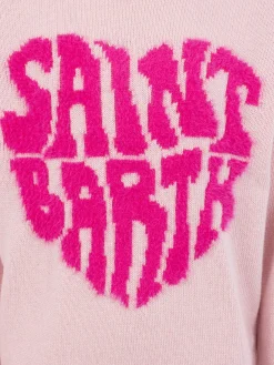 Rosa Rundhalspullover Danya für Mädchen mit Saint Barth-Logo-Print