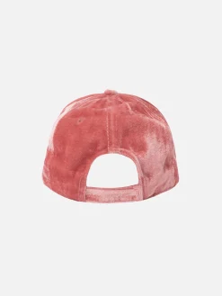 Rosa Samt Ballkappe Baseball mit Strass-Logo