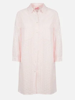 Rosa Sangallo-Hemd-Minikleid für Damen