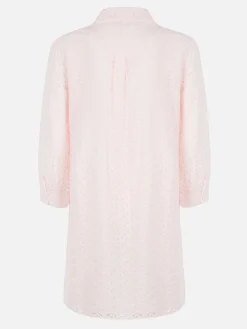 Rosa Sangallo-Hemd-Minikleid für Damen
