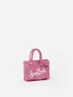 Rosa Schlüsselanhänger aus Chenillestoff mit Logo-Stickerei