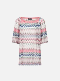 Rosa Strickkleid für Mädchen mit Chevronmuster