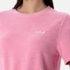 Rosa T-Shirt mit Rundhalsausschnitt aus Frottee-Baumwolle für Damen Aleja