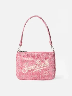 Rosa Tweed-Beutel Mini Parisienne mit Henkel