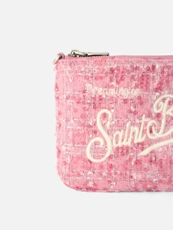 Rosa Tweed-Beutel Mini Parisienne mit Henkel