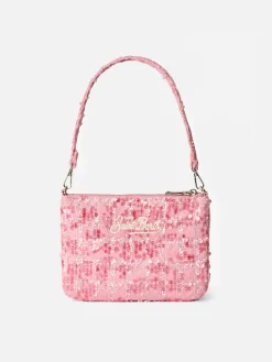 Rosa Tweed-Beutel Mini Parisienne mit Henkel