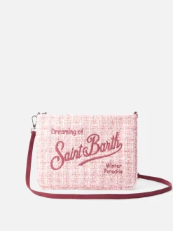 Rosa Tweed-Beutel „Parisienne“ mit Kette