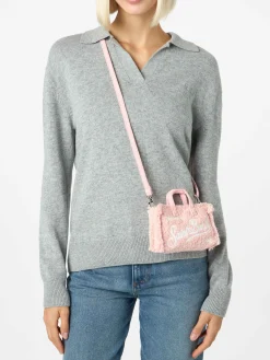 Rosa Tweed-Telefontasche mit Saint Barth-Logostickerei