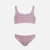 Rosa und lila gestreifter klassischer Crinkle-Bikini für Mädchen von Baker