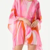 Rosa und orangefarbener Kaftan mit Wellenmuster