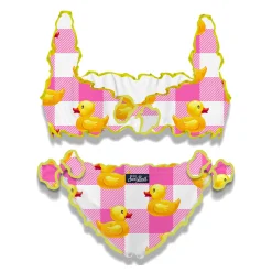 Rosa Vichy- und Ducky-Bikini für Mädchen