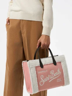 Rosa Vivian Handtasche mit Sherpa-Details